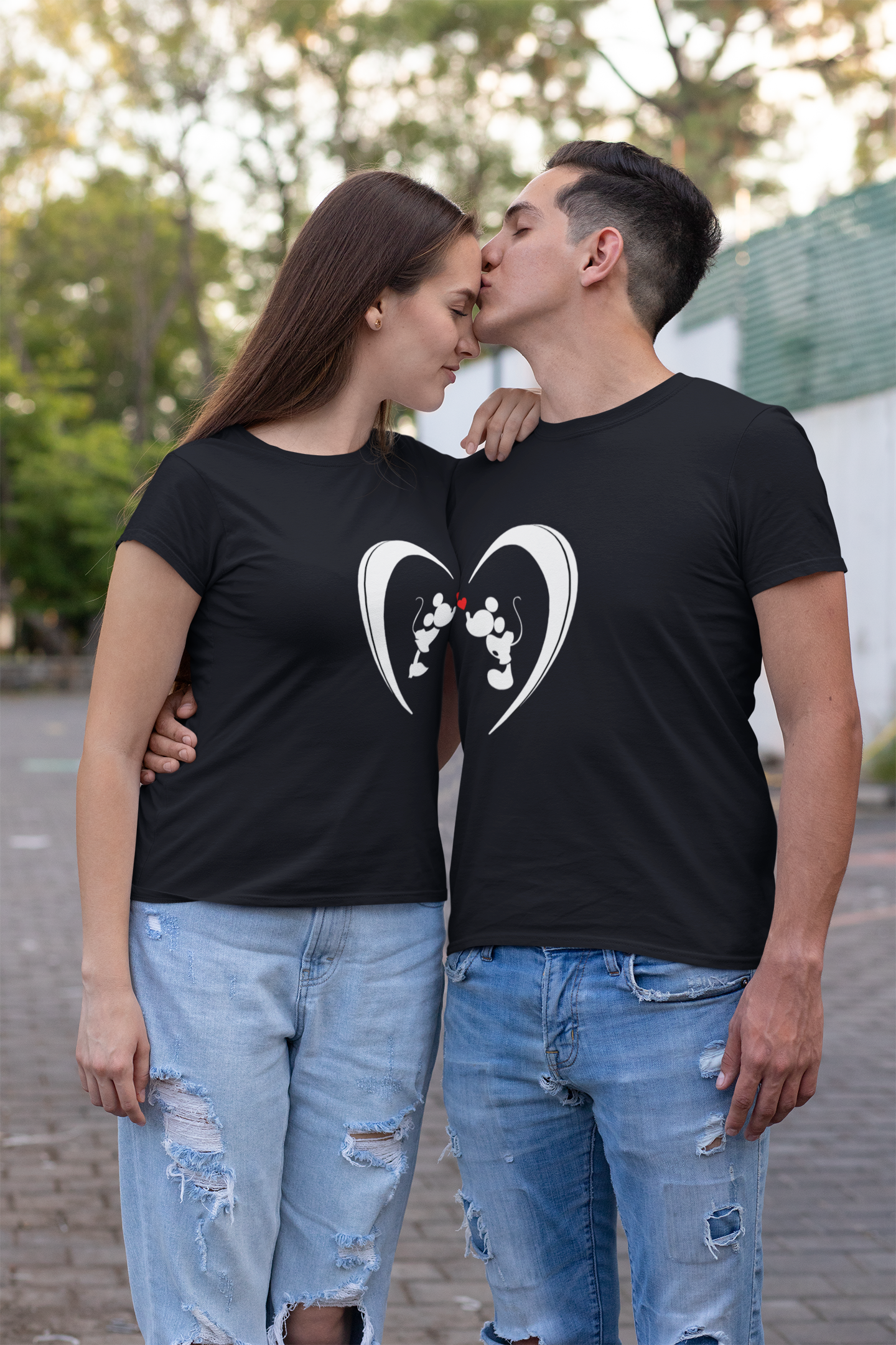 Mickey Minnie Couple Half Sleeves T-Shirts -FunkyTeesClub