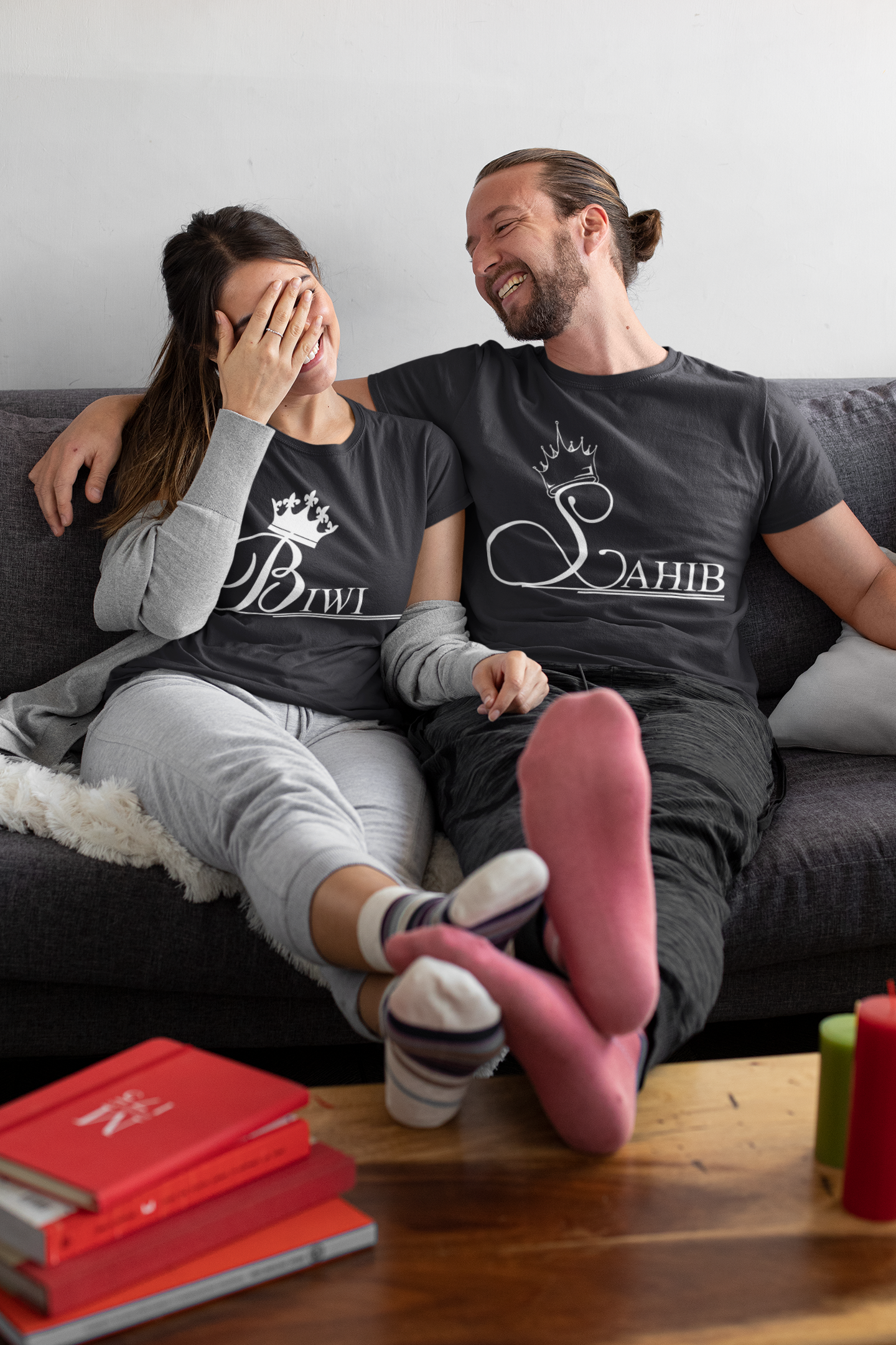 Sahib Biwi Couple Half Sleeves T-Shirts -FunkyTeesClub