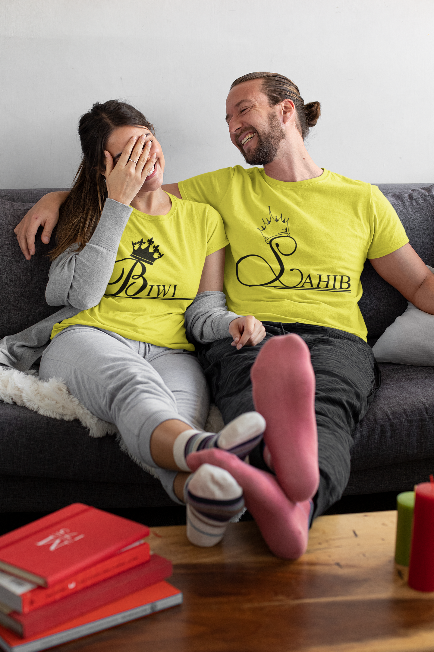 Sahib Biwi Couple Half Sleeves T-Shirts -FunkyTeesClub