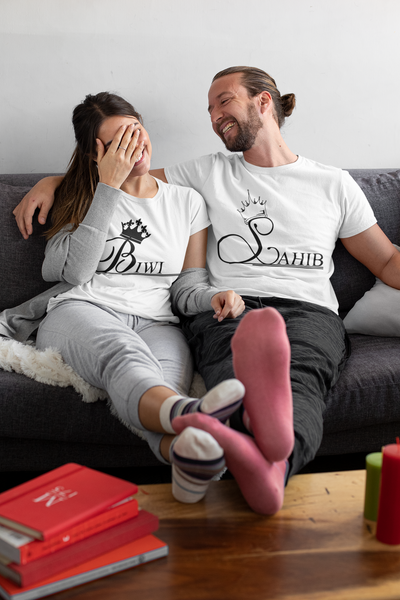 Sahib Biwi Couple Half Sleeves T-Shirts -FunkyTeesClub
