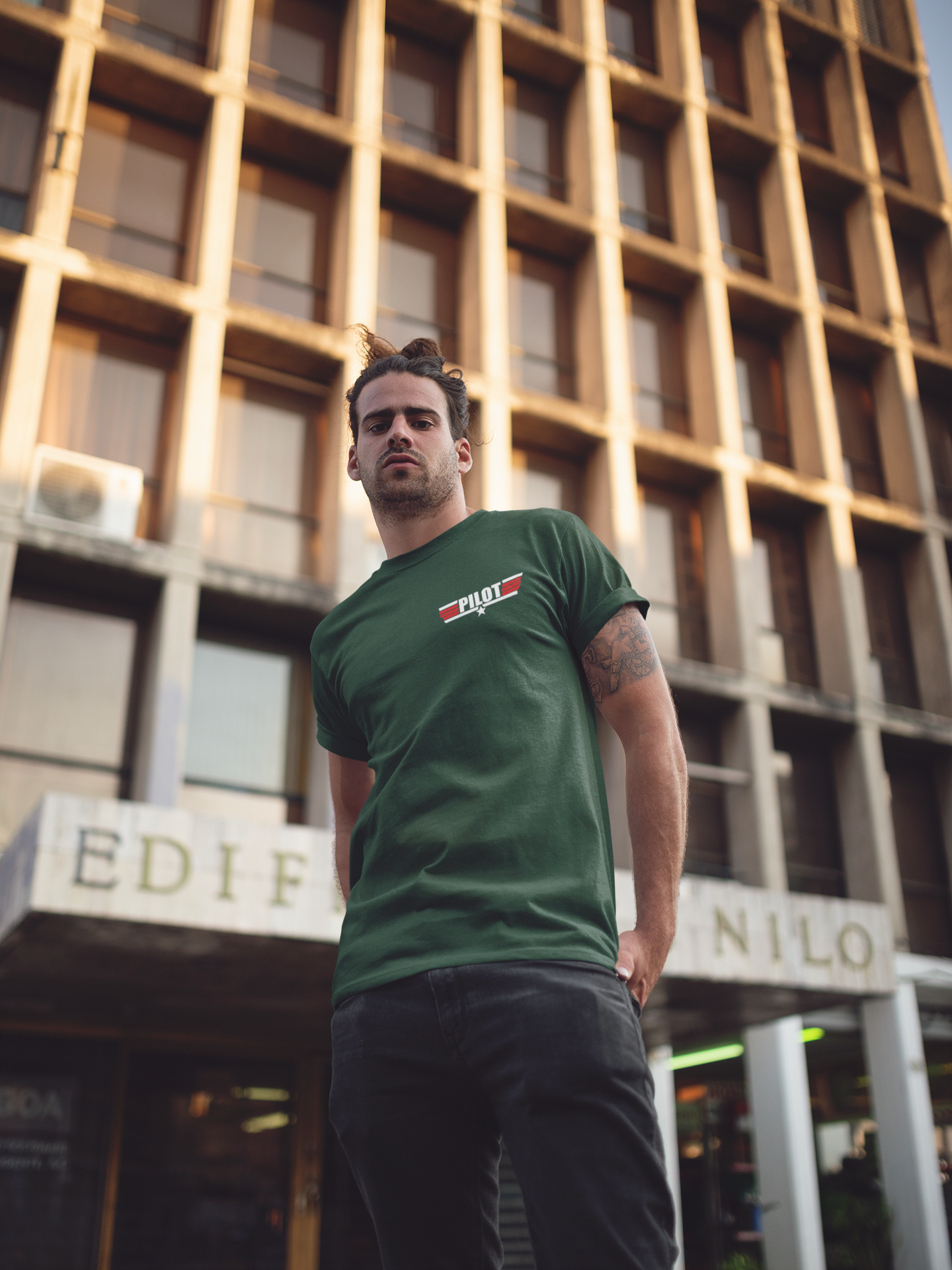 Pilot Red Coded Side Pocket Pilot Mens Half Sleeves T-shirt- FunkyTeesClub