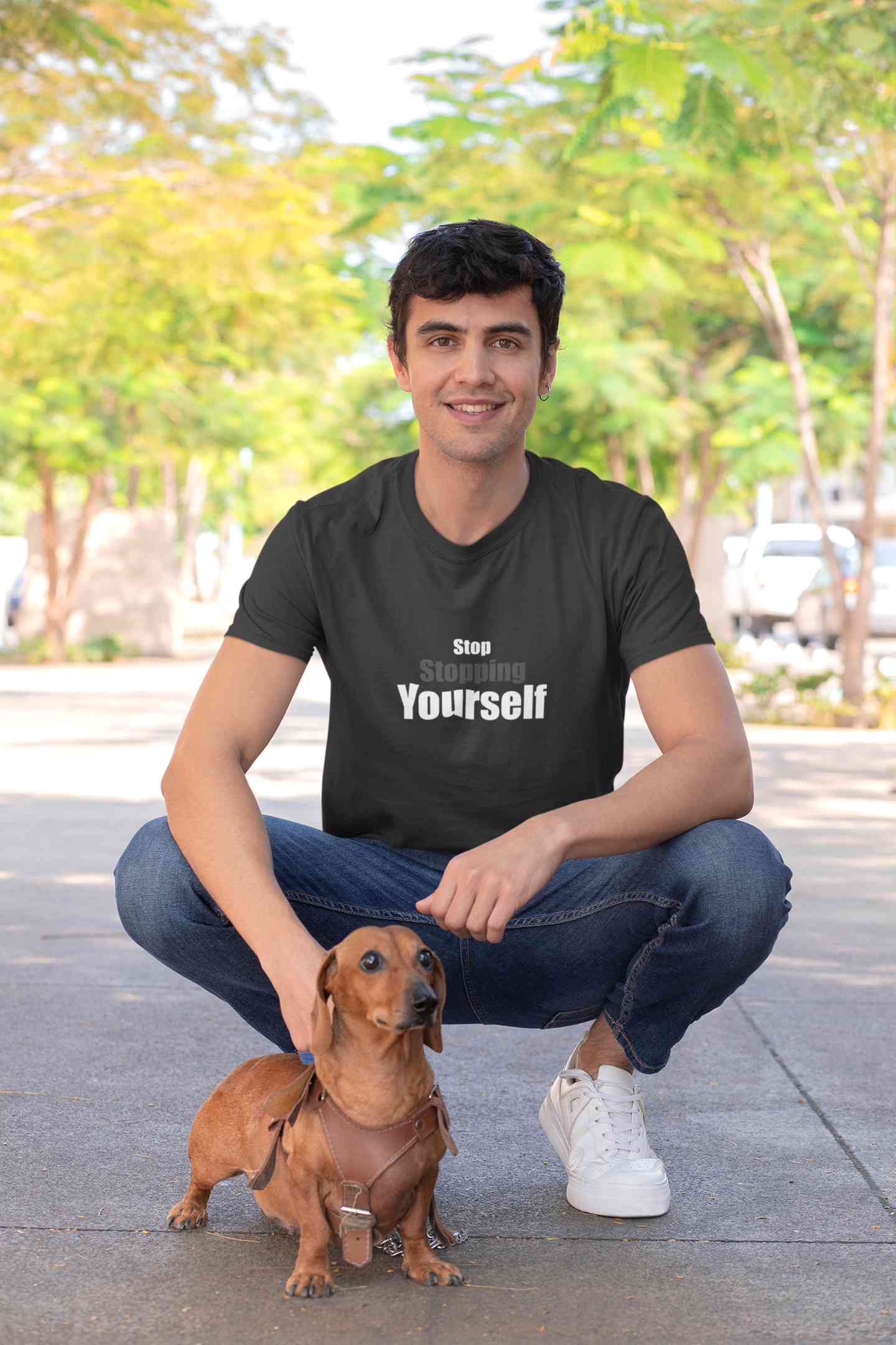 Stop Stopping Yourself Minimals Mens Half Sleeves T-shirt- FunkyTeesClub