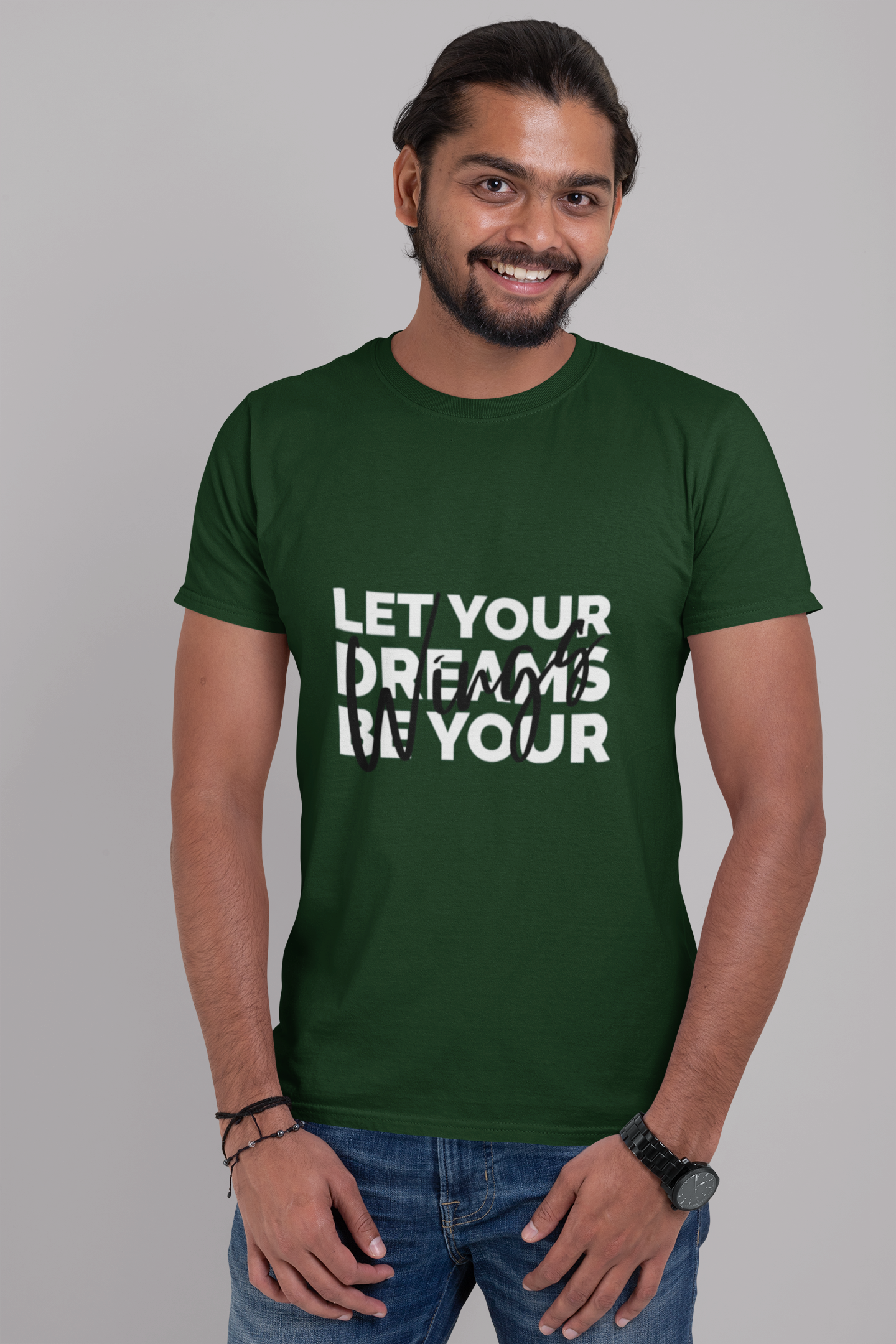 Let Your Dream Be Your Wings Mens Half Sleeves T-shirt- FunkyTeesClub