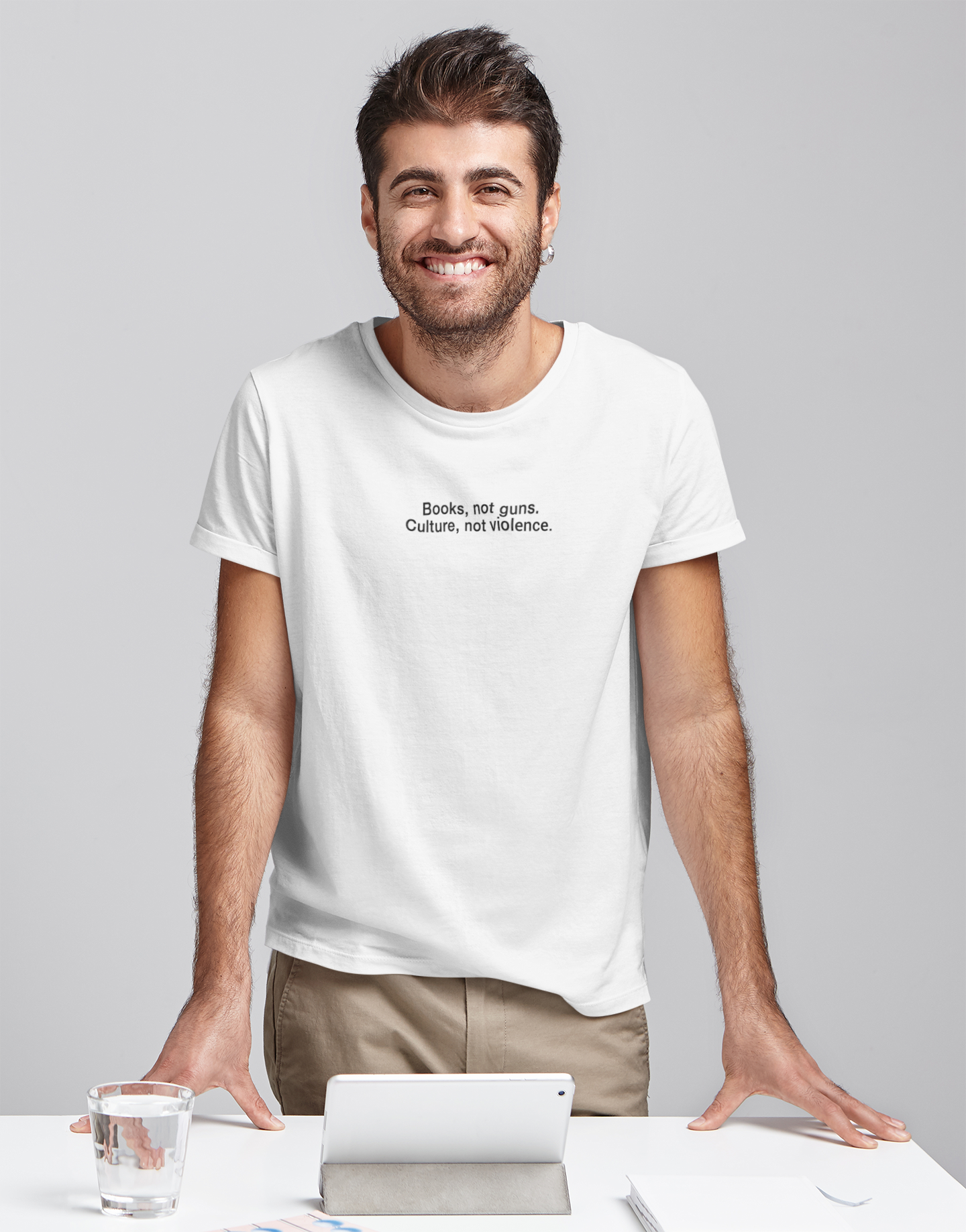 Books Not Guns Minimal Mens Half Sleeves T-shirt- FunkyTeesClub