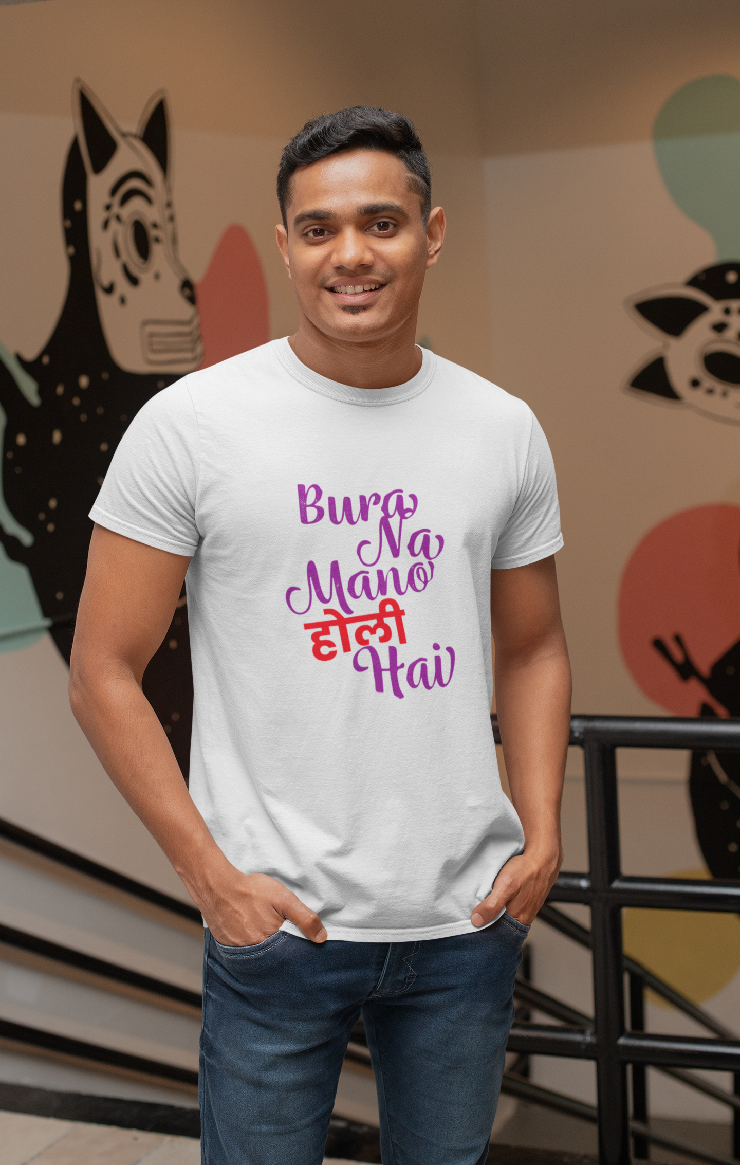 Bura Na Mano Holi Hai Mens Half Sleeves T-shirt- FunkyTeesClub