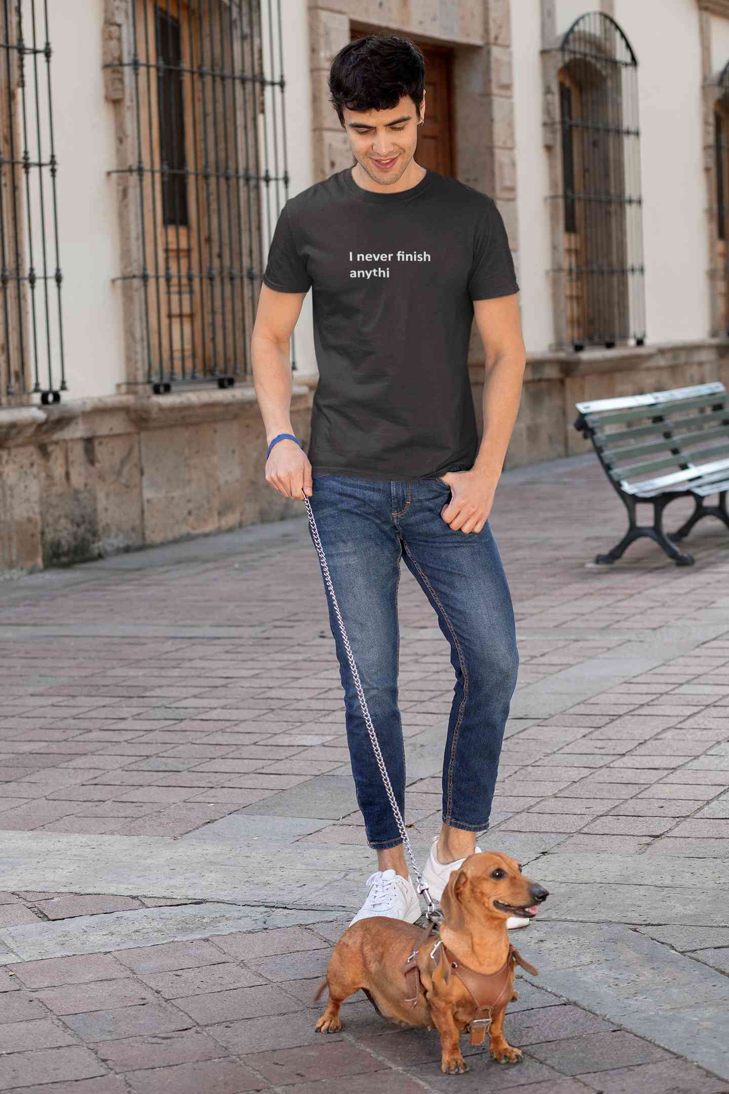 Never Finish Mens Half Sleeves T-shirt- FunkyTeesClub