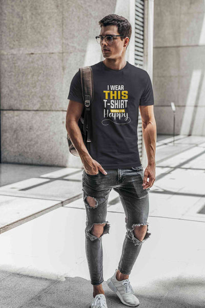 Happy Mens Half Sleeves T-shirt- FunkyTeesClub