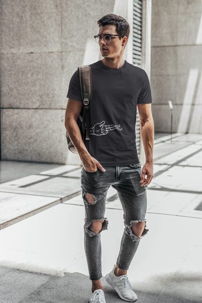 Hands Up Phew Phew Funny Mens Half Sleeves T-shirt- FunkyTeesClub