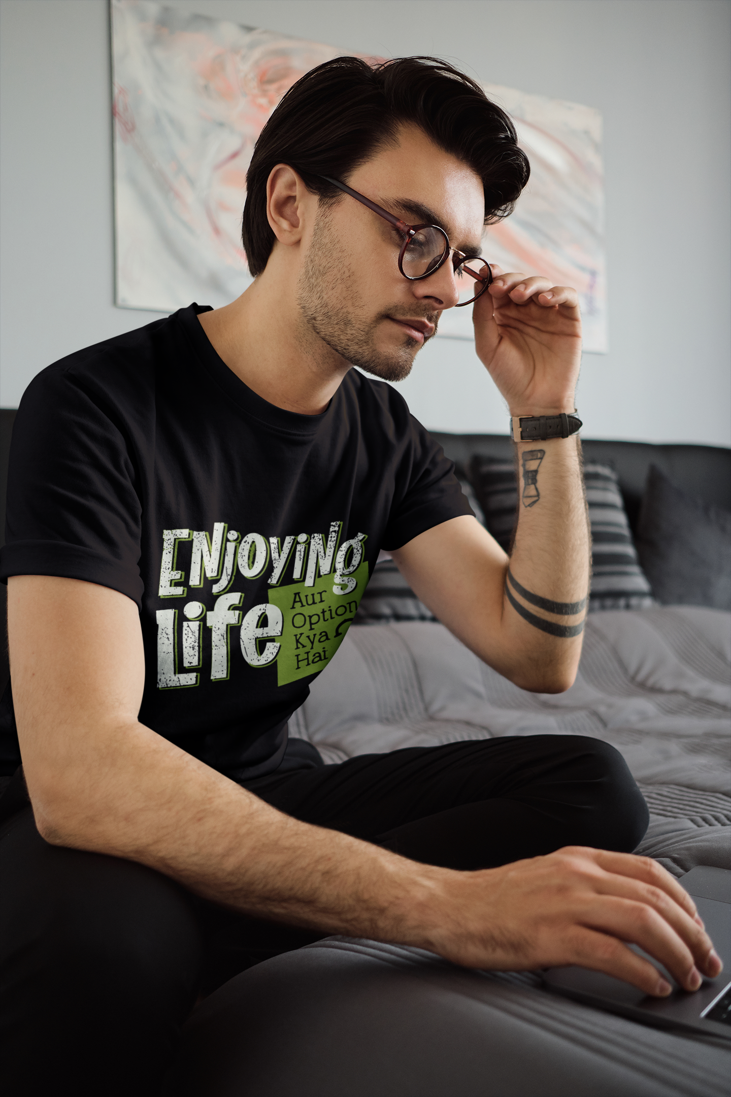 Enjoying Life Mens Half Sleeves T-shirt- FunkyTeesClub