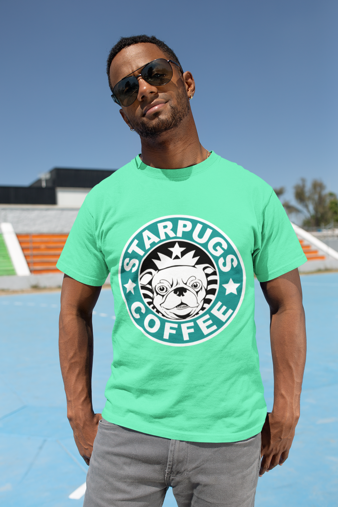 Star Pugs Mens Half Sleeves T-shirt- FunkyTeesClub