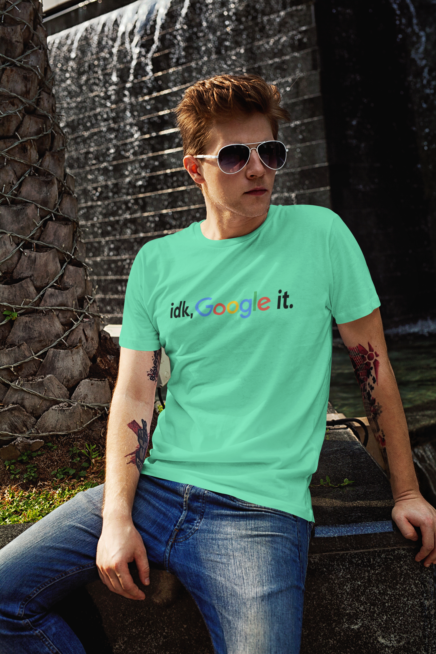 I Dont Know Google It Mens Half Sleeves T-shirt- FunkyTeesClub