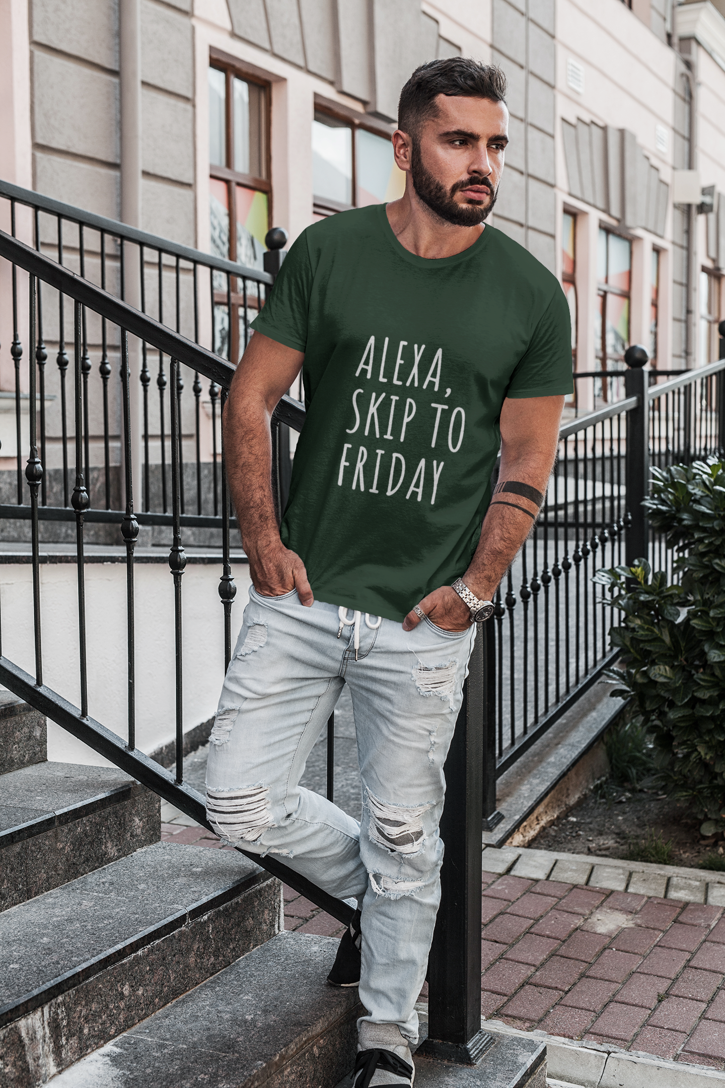 Alexa Skip to Friday Mens Half Sleeves T-shirt- FunkyTeesClub