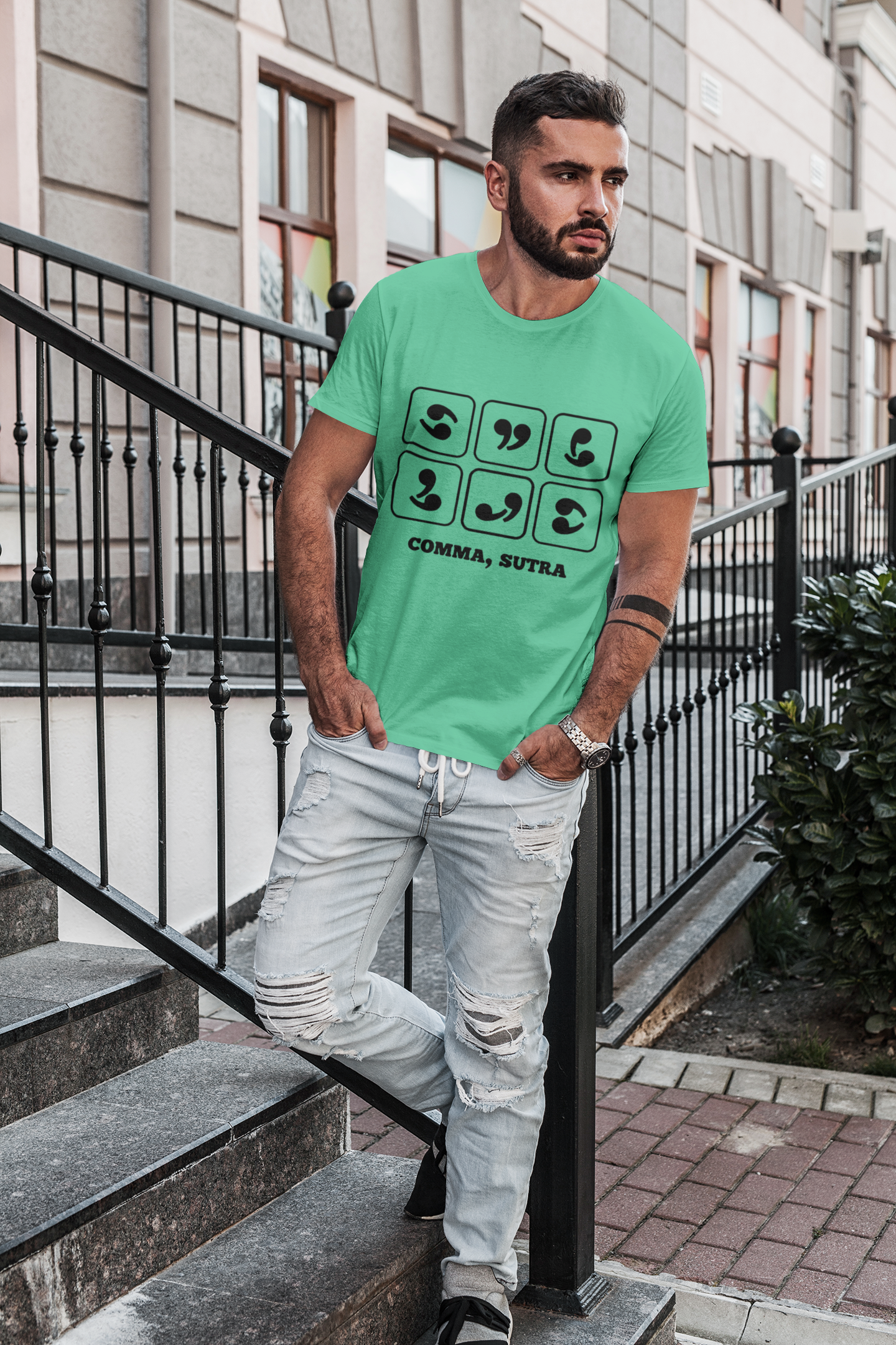 Comma Sutra Mens Half Sleeves T-shirt- FunkyTeesClub