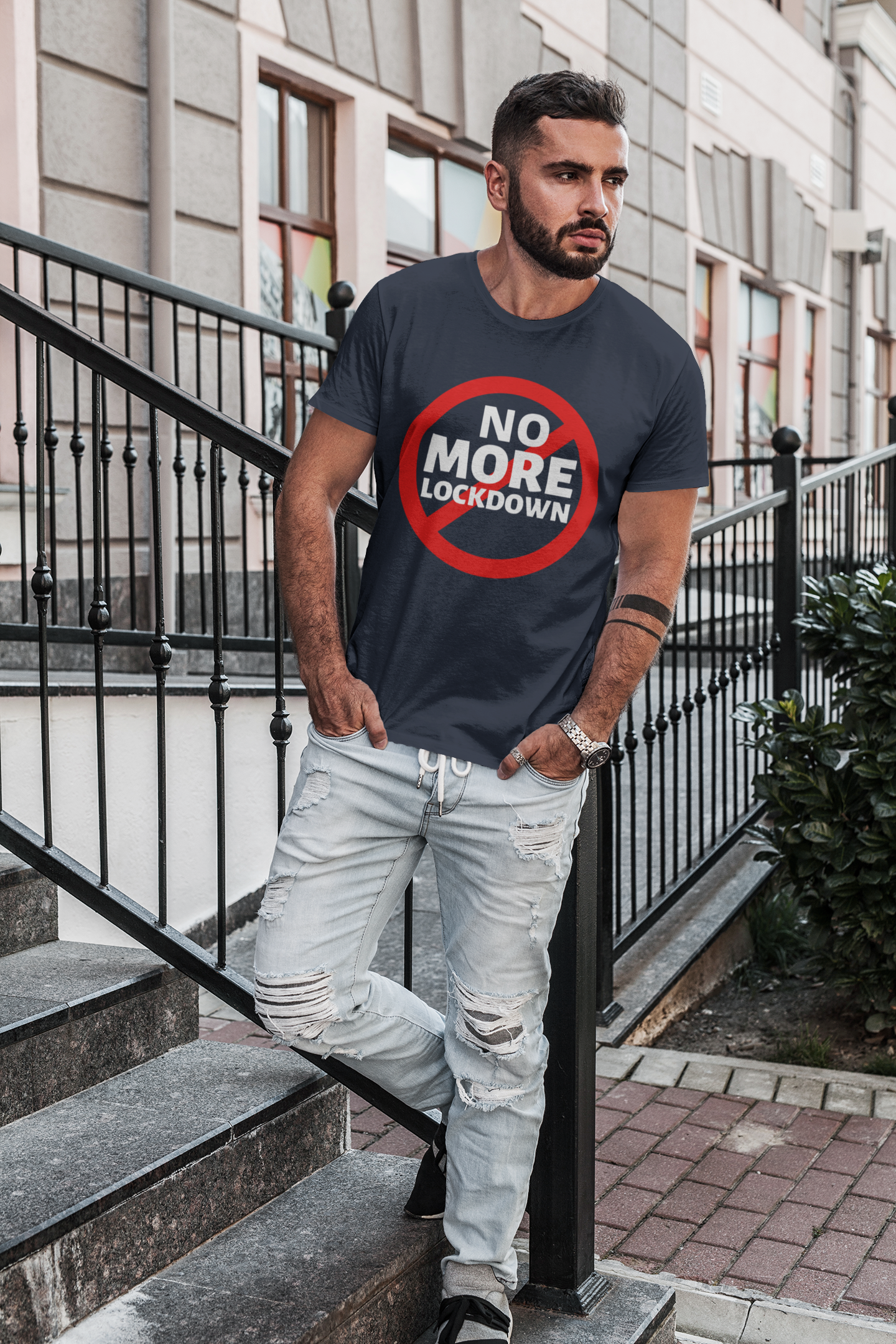 No More Lockdown Anti Government Mens Half Sleeves T-shirt- FunkyTeesClub