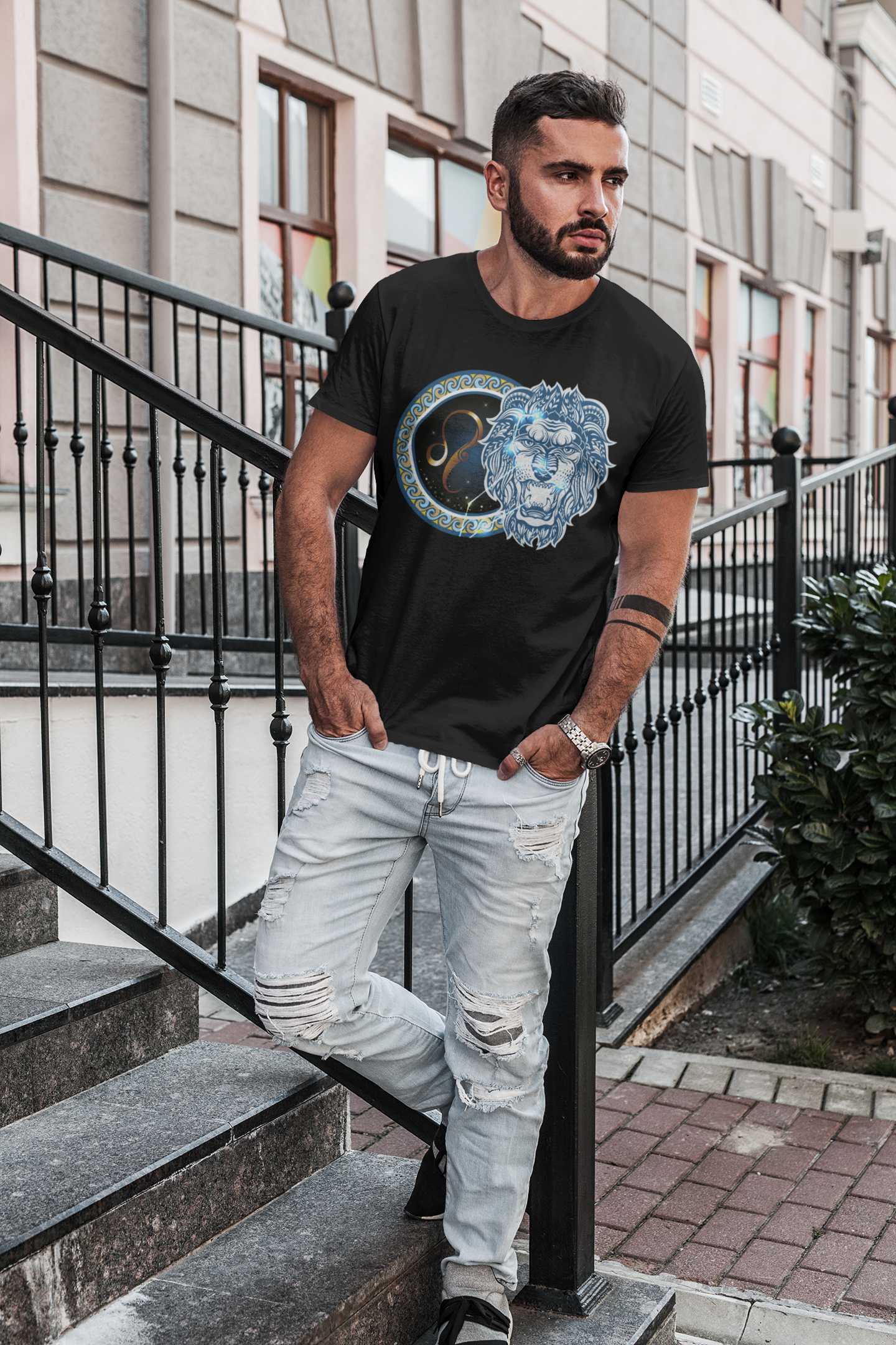 Leo Zodiac Sign Mens Half Sleeves T-shirt- FunkyTeesClub