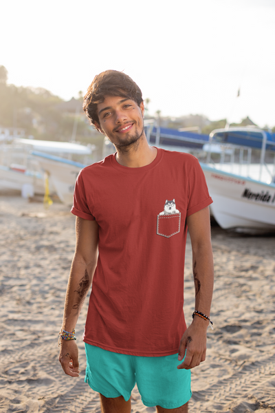 Cute Husky Mens Half Sleeves T-shirt- FunkyTeesClub