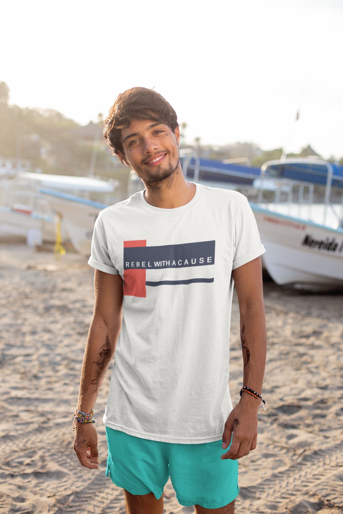 Rebel With A Cause Quotes Mens Half Sleeves T-shirt- FunkyTeesClub