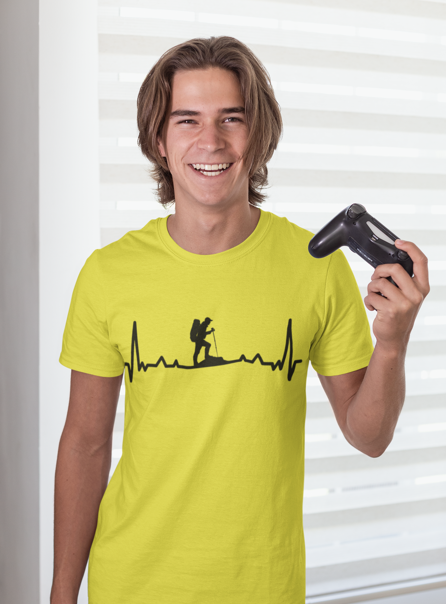 Hiking Heartbeat Mens Half Sleeves T-shirt- FunkyTeesClub