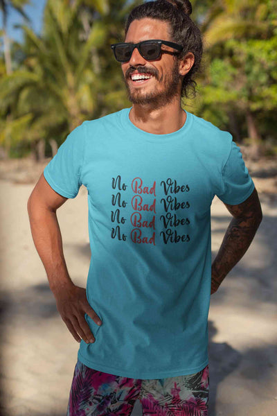 No Bad Vibes Mens Half Sleeves T-shirt- FunkyTeesClub