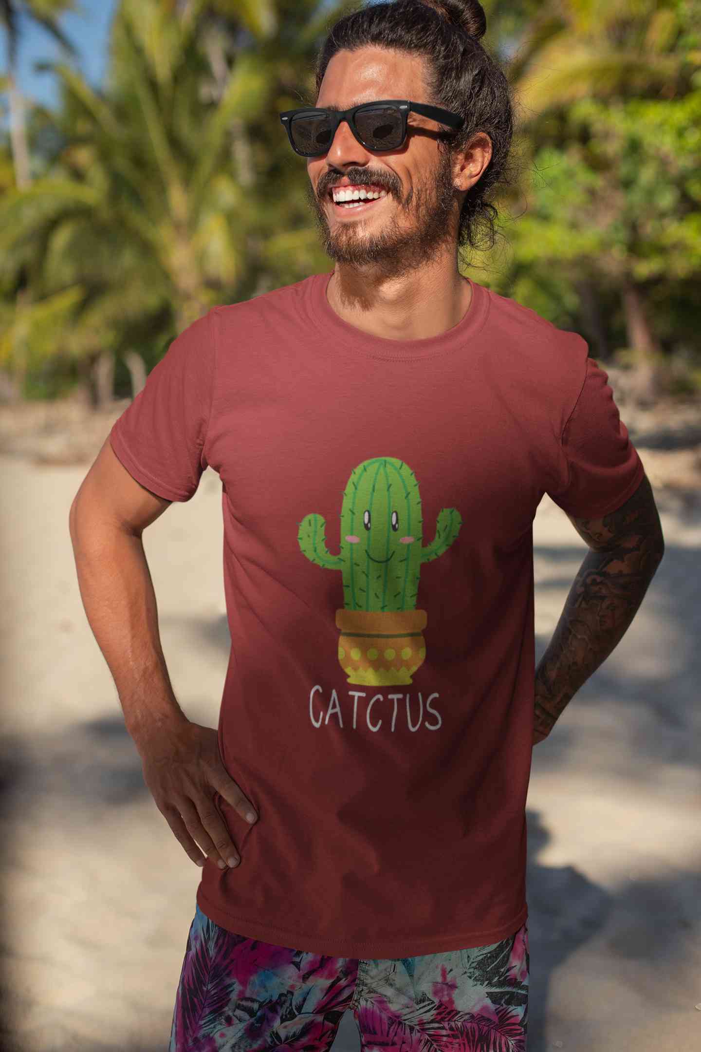 Catctus Mens Half Sleeves T-shirt- FunkyTeesClub