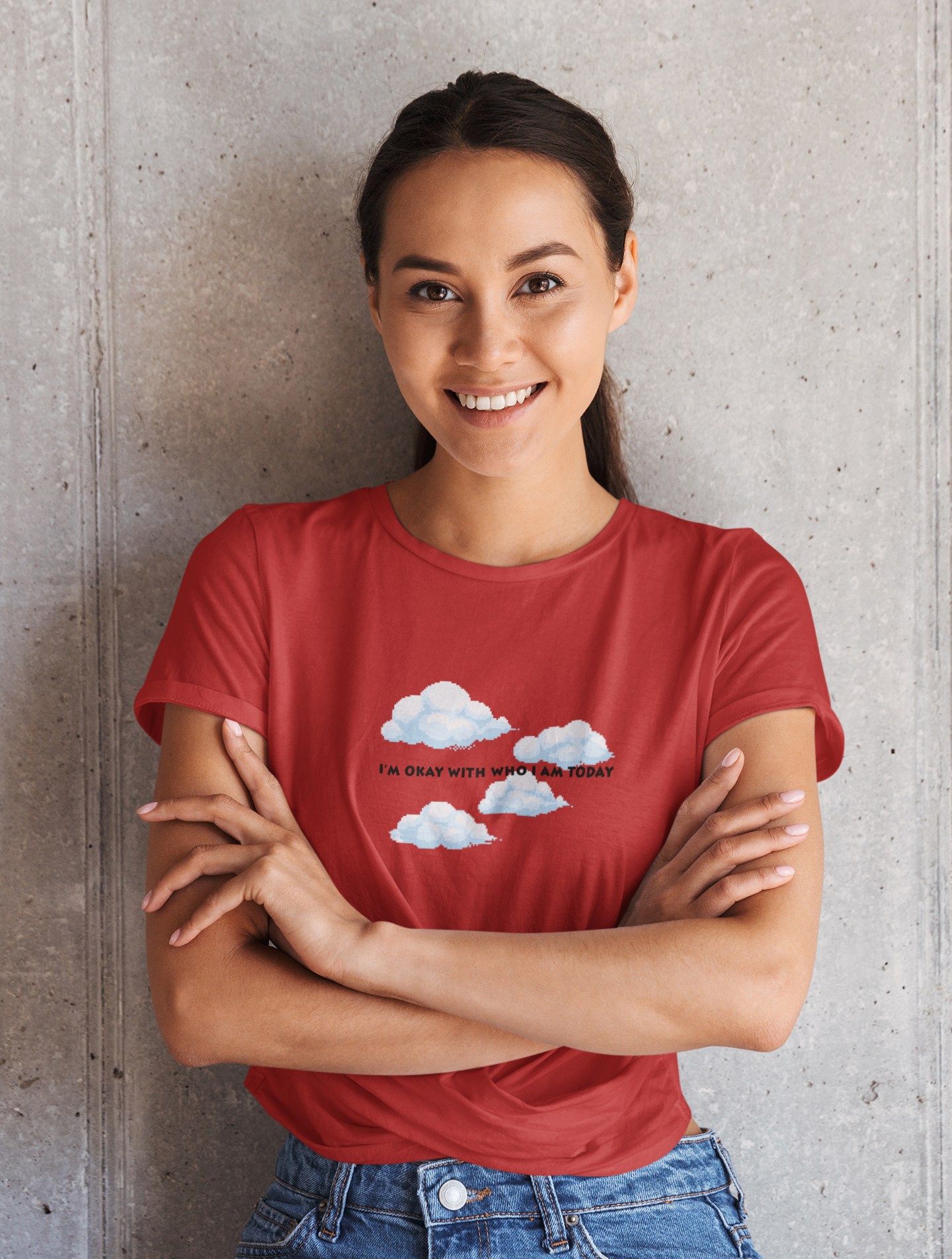 I am ok with who I am today Minimal Women Half Sleeves T-shirt- FunkyTeesClub