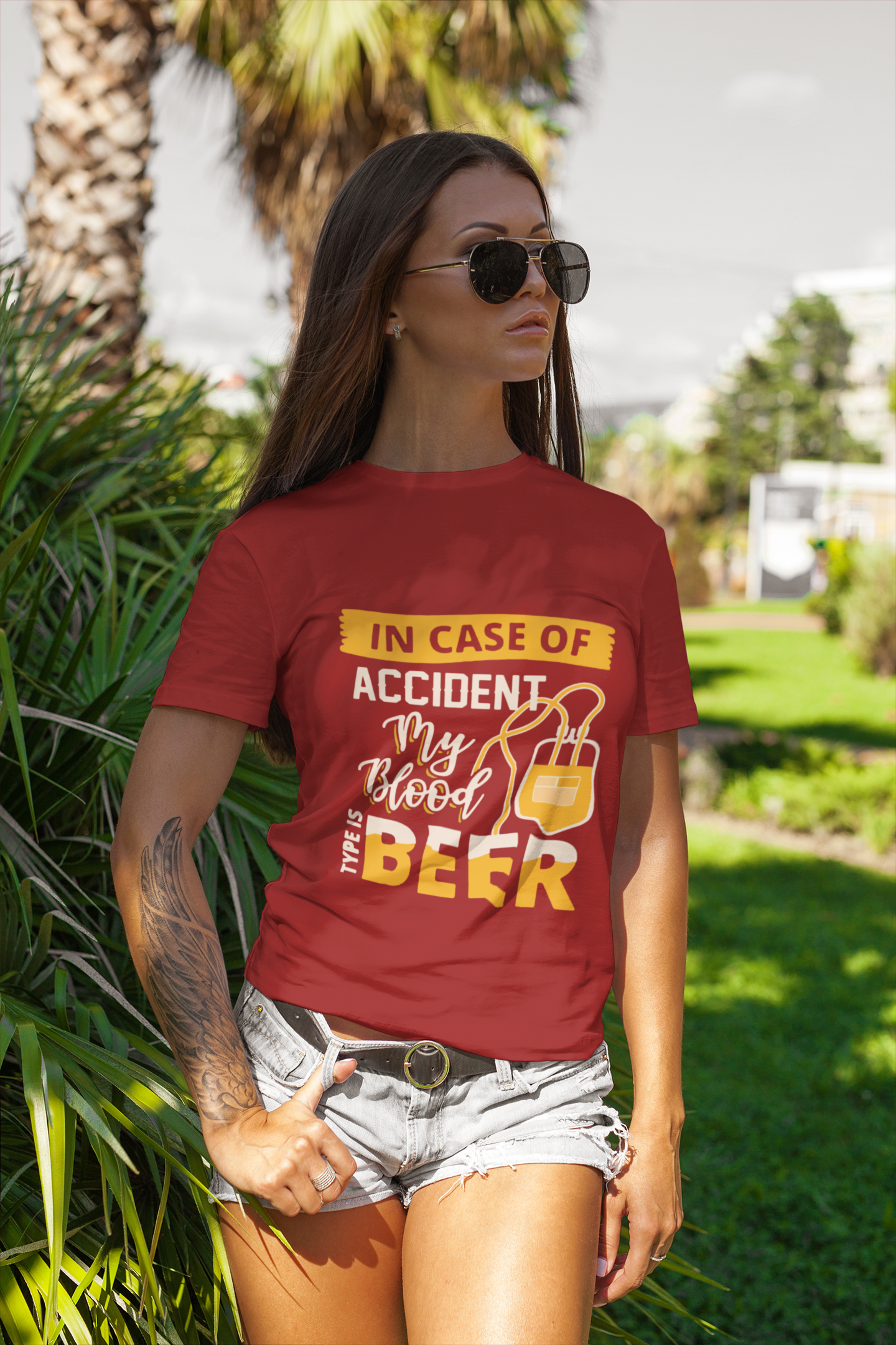 My Blood Type Is Beer Women Half Sleeves T-shirt- FunkyTeesClub