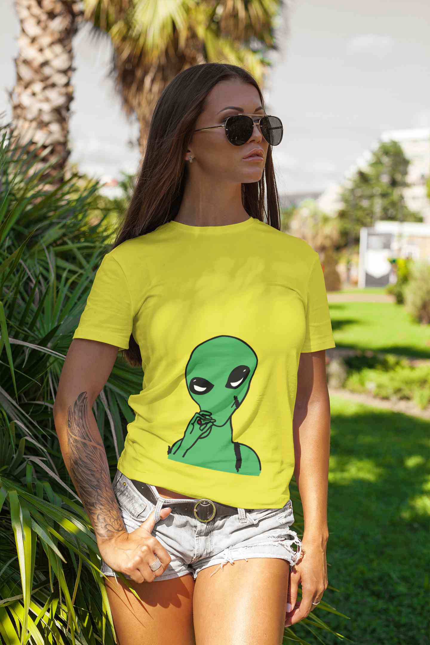 Alien Smoking Women Half Sleeves T-shirt- FunkyTeesClub