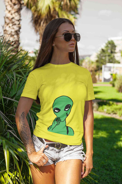 Alien Smoking Women Half Sleeves T-shirt- FunkyTeesClub