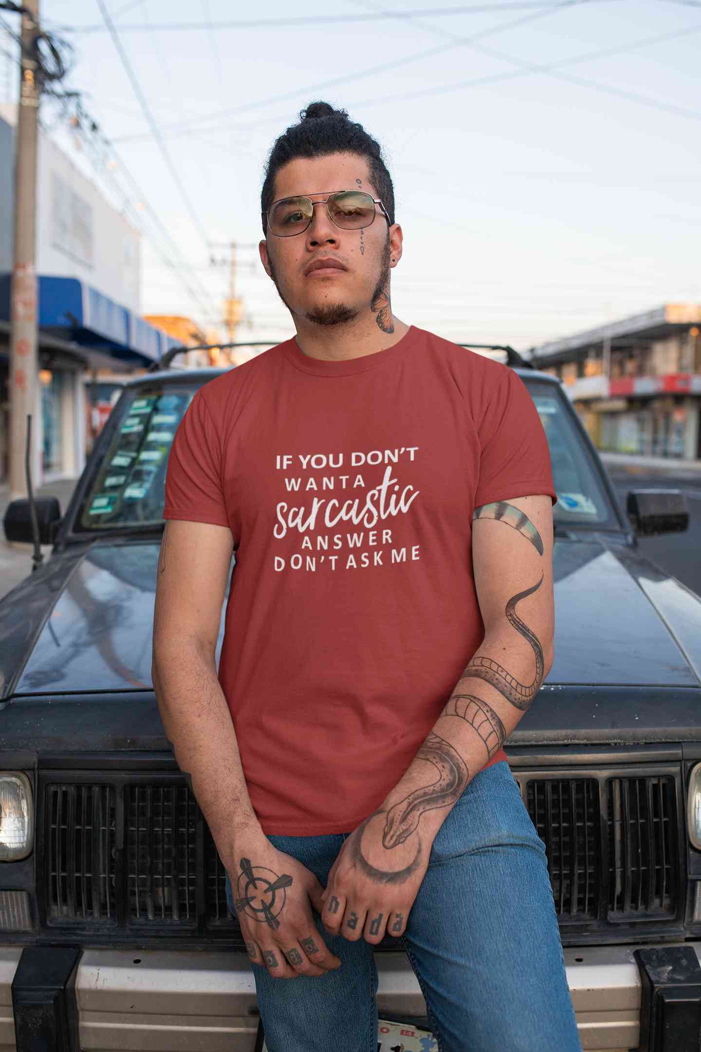 If You Do Not Sarcastic Answer Typography Mens Half Sleeves T-shirt- FunkyTeesClub