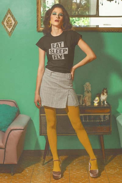 Eat Sleep Fly Pilot Women Half Sleeves T-shirt- FunkyTeesClub