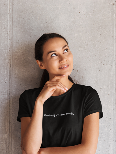 Mentally on the Beach Minimal Women Half Sleeves T-shirt- FunkyTeesClub