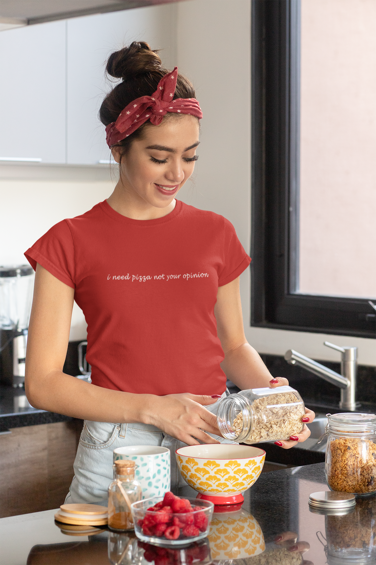 I need pizza not your opinion Minimal Women Half Sleeves T-shirt- FunkyTeesClub