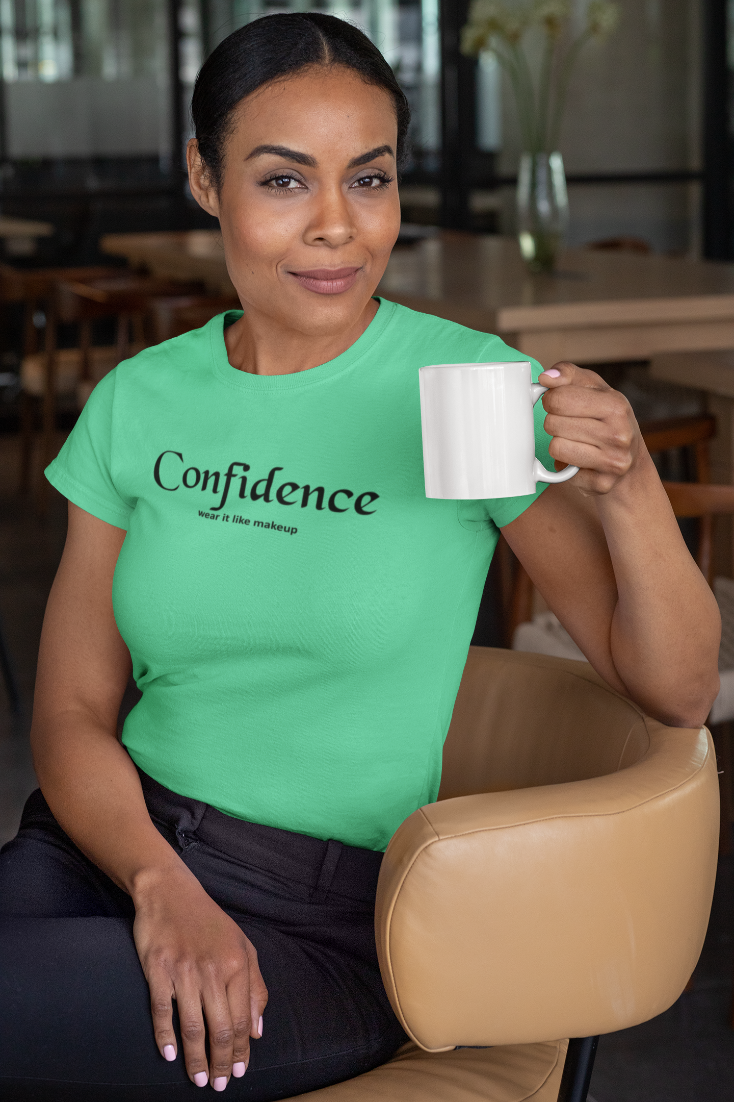 Confidence Wear It Like Makeup Quotes Women Half Sleeves T-shirt- FunkyTeesClub