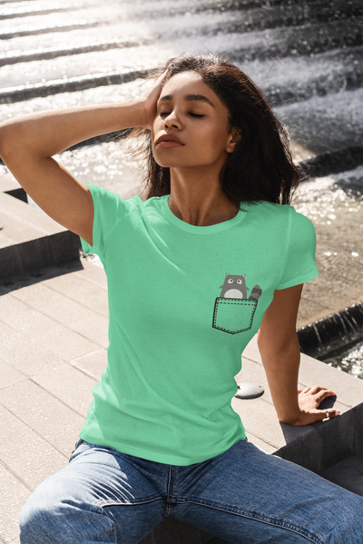 Cute Cat Women Half Sleeves T-shirt- FunkyTeesClub