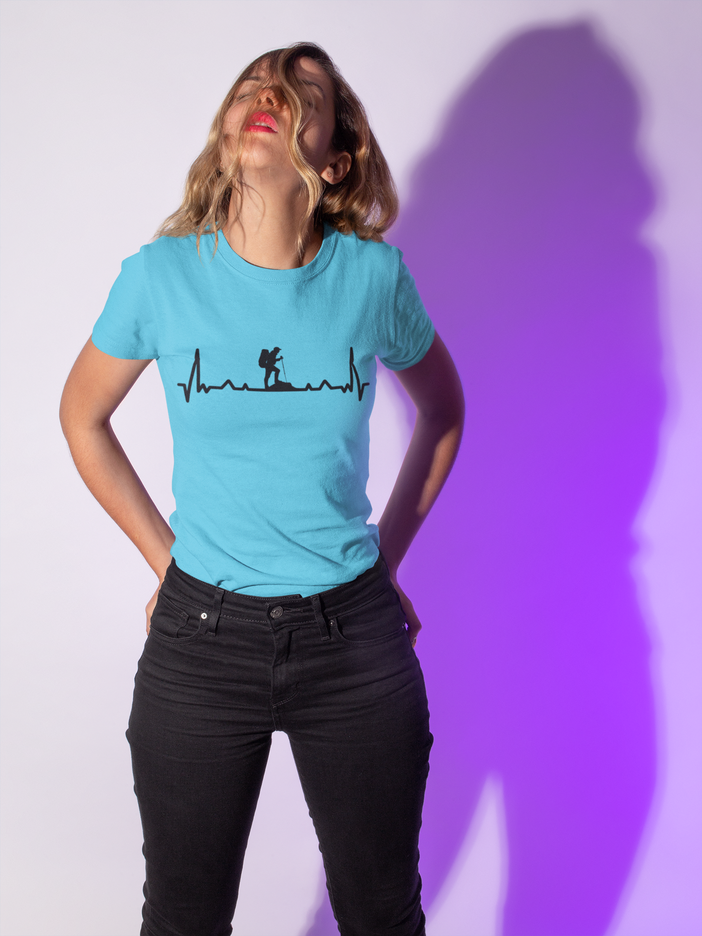 Hiking Heartbeat Women Half Sleeves T-shirt- FunkyTeesClub