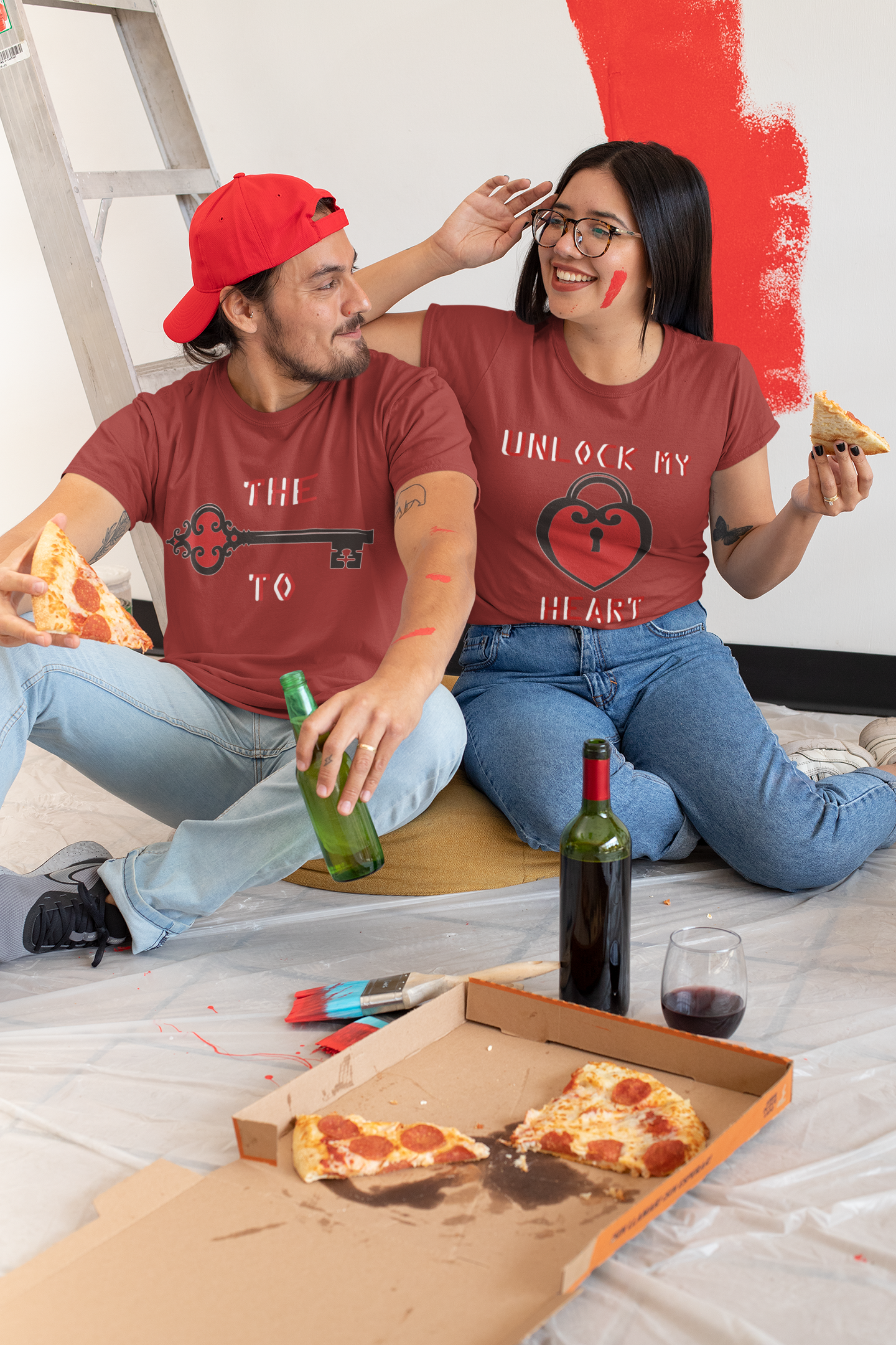 Couple Key Couple Half Sleeves T-Shirts -FunkyTeesClub