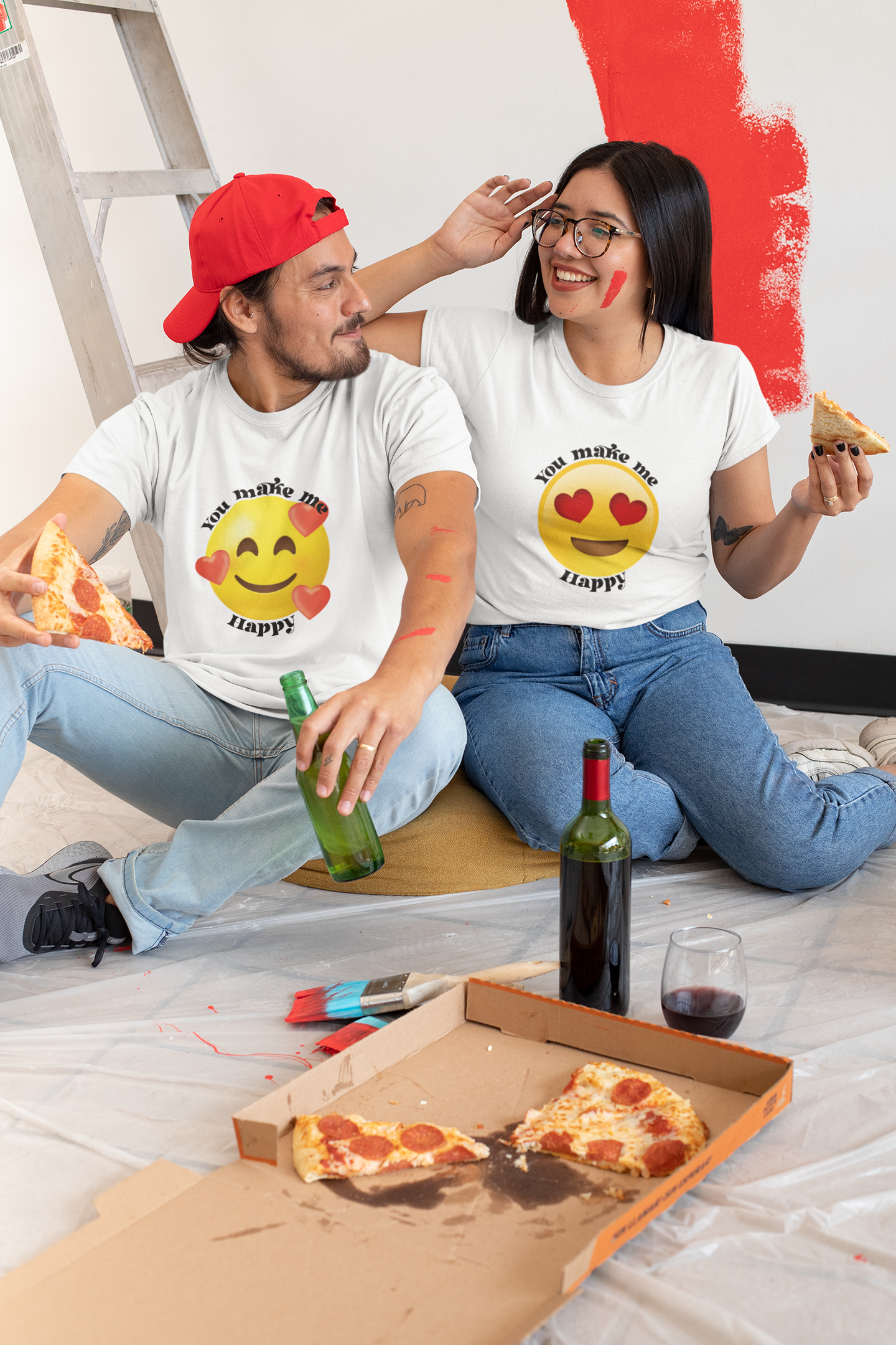 You Make Me Happpy Couple Half Sleeves T-Shirts -FunkyTeesClub