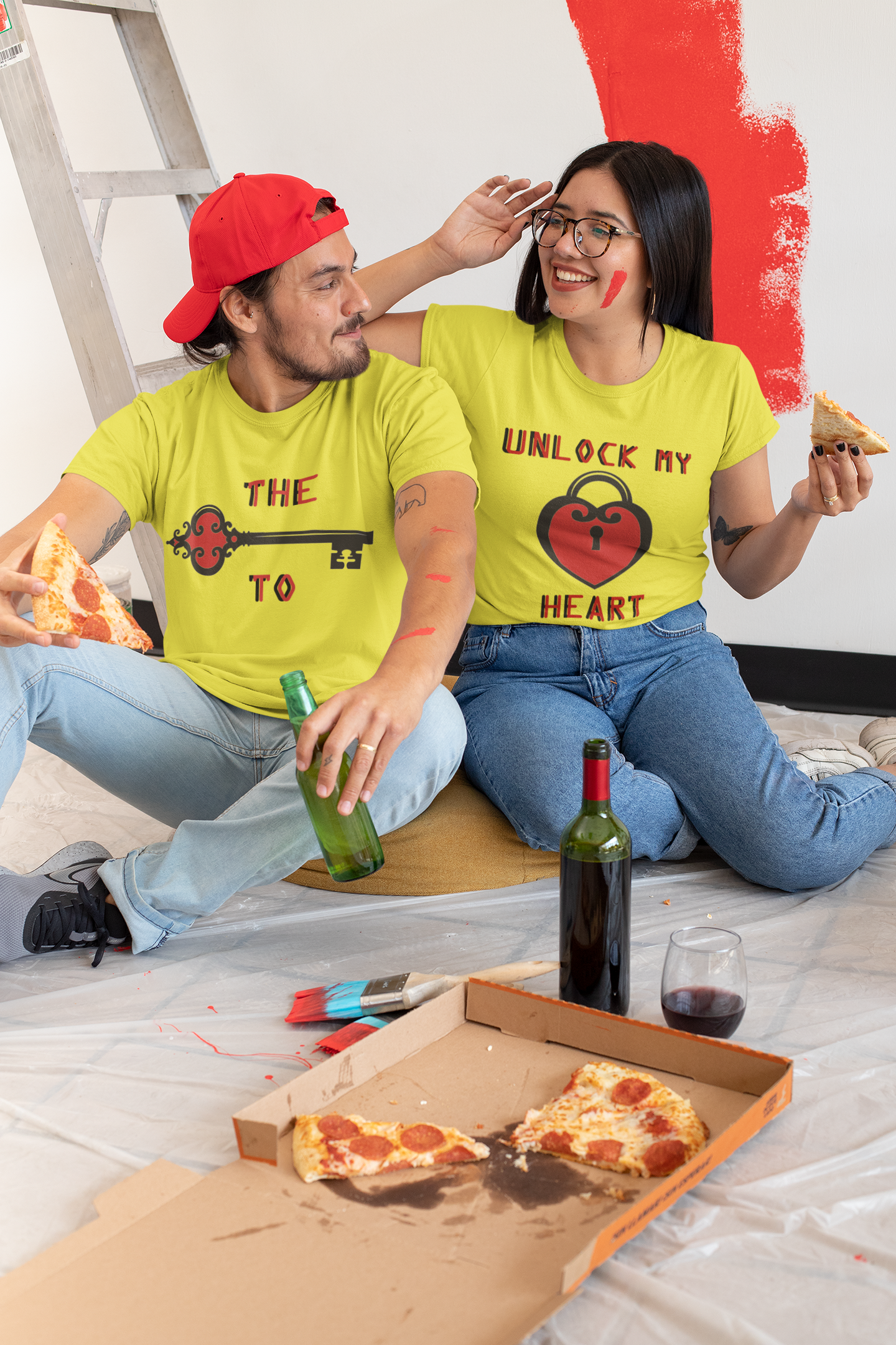 Couple Key Couple Half Sleeves T-Shirts -FunkyTeesClub