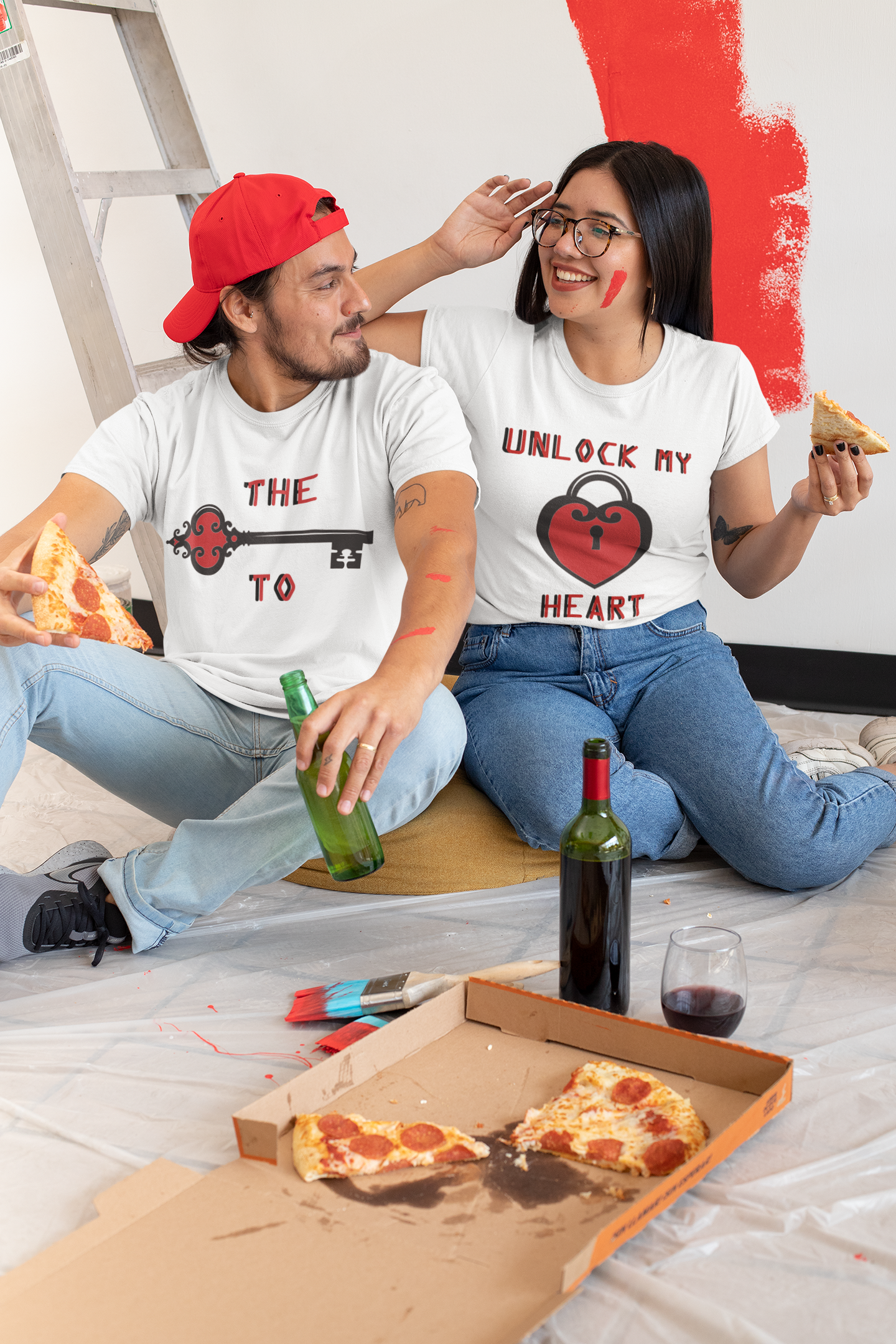 Couple Key Couple Half Sleeves T-Shirts -FunkyTeesClub