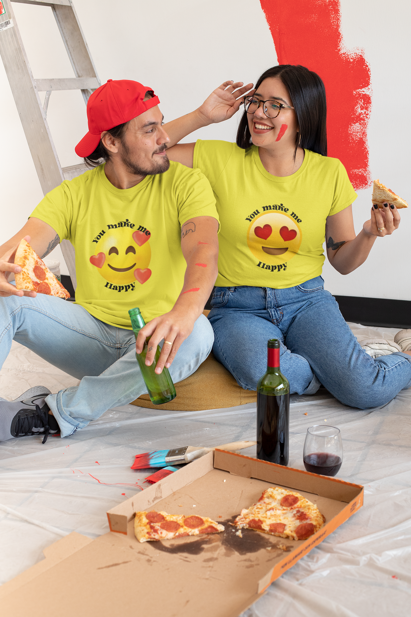 You Make Me Happpy Couple Half Sleeves T-Shirts -FunkyTeesClub