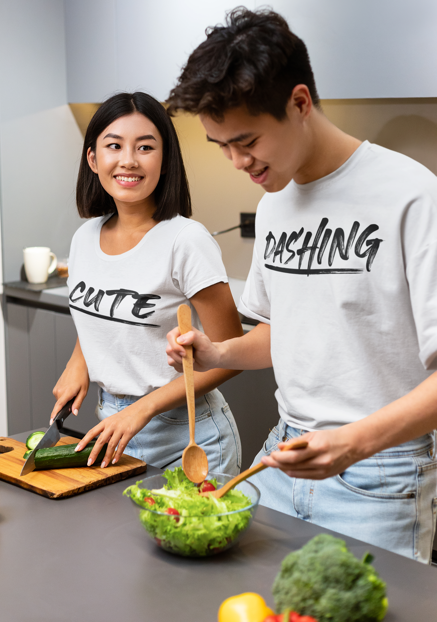 Cute Dashing Couple Half Sleeves T-Shirts -FunkyTeesClub