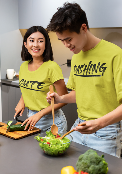 Cute Dashing Couple Half Sleeves T-Shirts -FunkyTeesClub