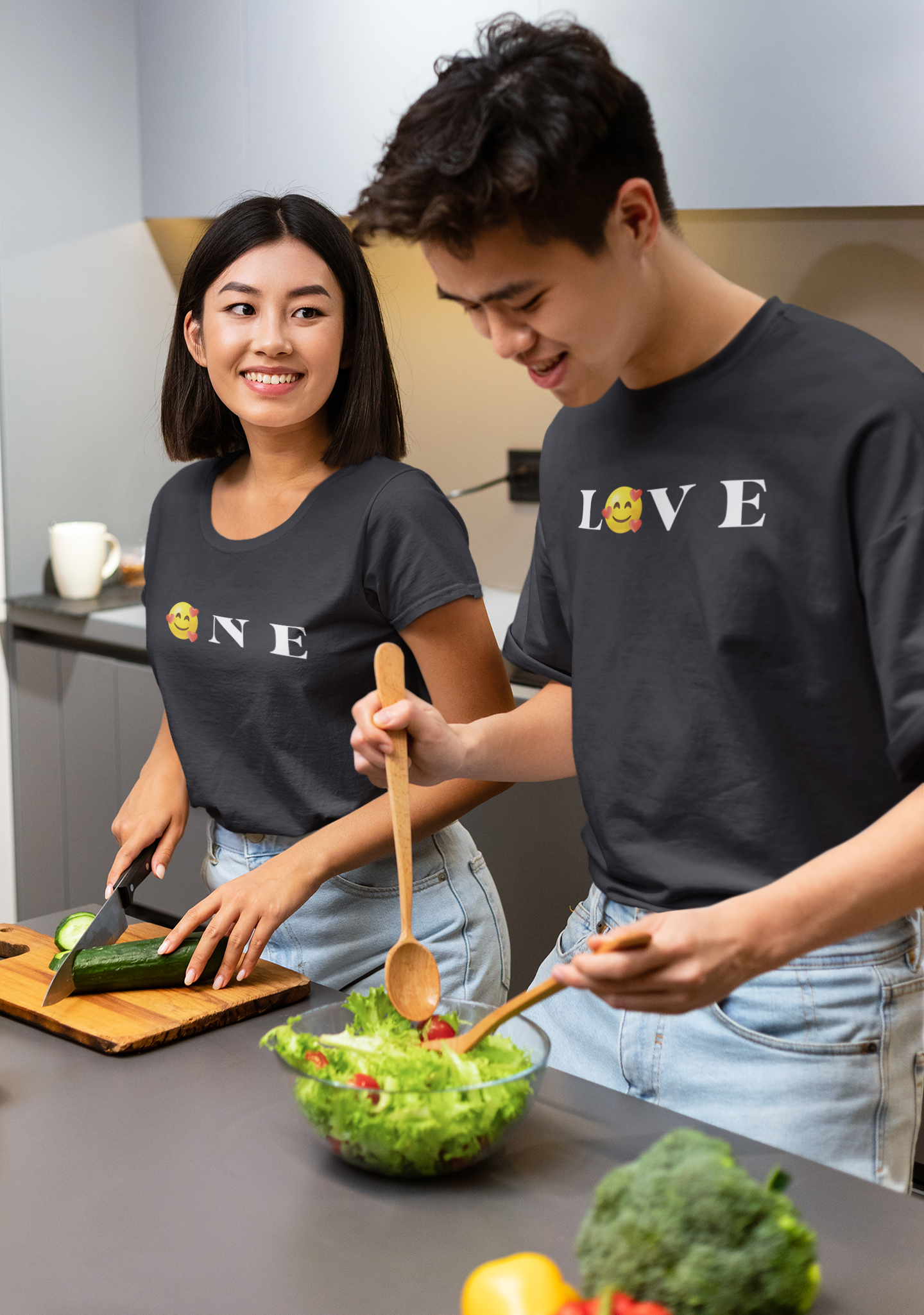 One Love Couple Half Sleeves T-Shirts -FunkyTeesClub