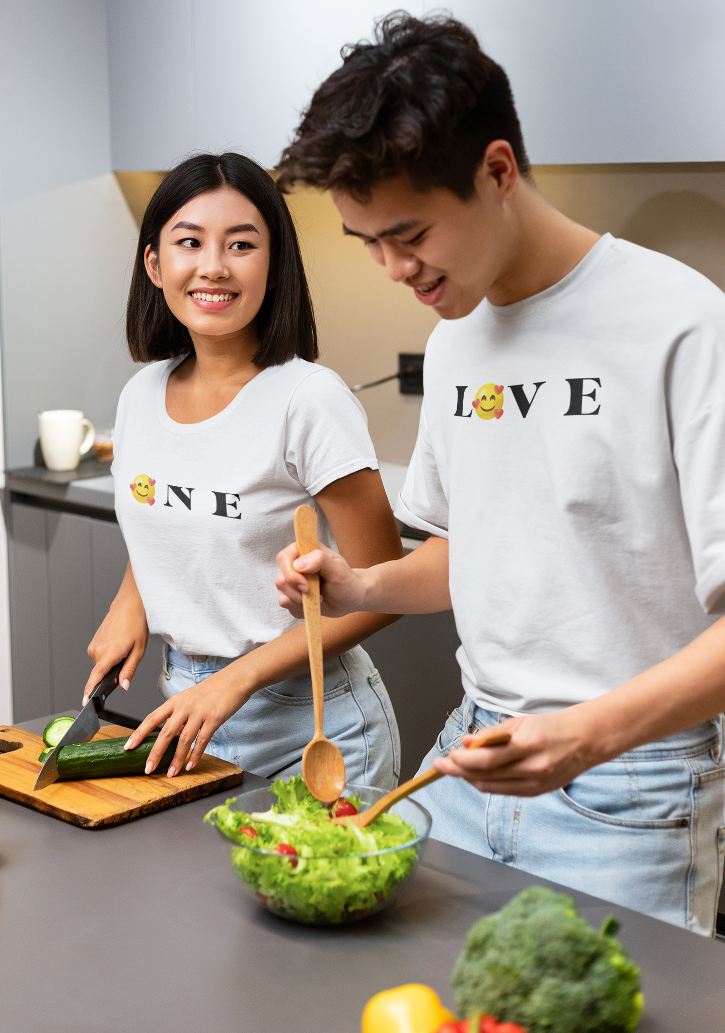 One Love Couple Half Sleeves T-Shirts -FunkyTeesClub