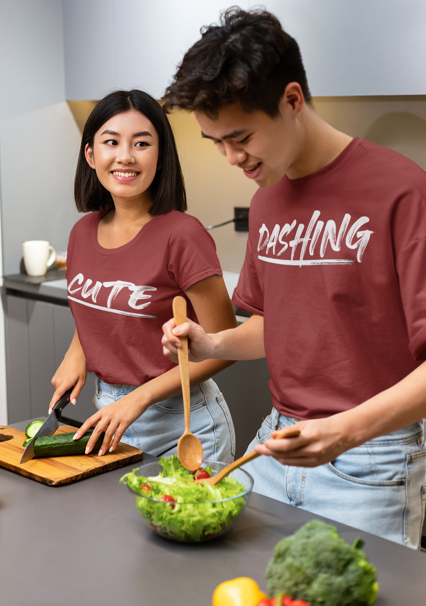 Cute Dashing Couple Half Sleeves T-Shirts -FunkyTeesClub