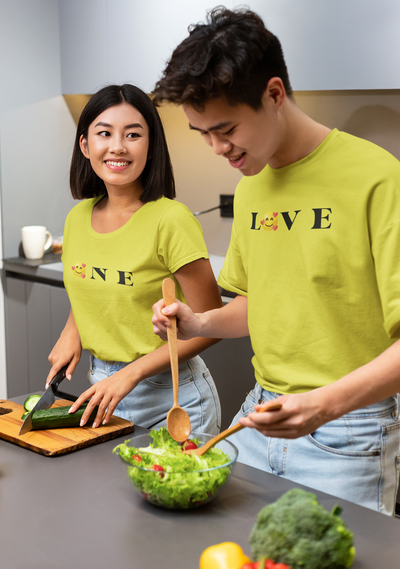 One Love Couple Half Sleeves T-Shirts -FunkyTeesClub