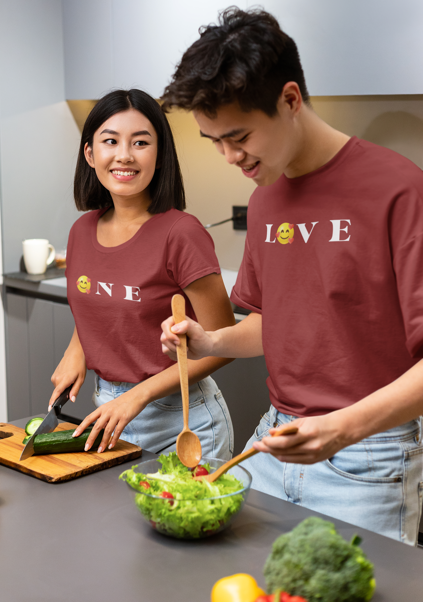 One Love Couple Half Sleeves T-Shirts -FunkyTeesClub