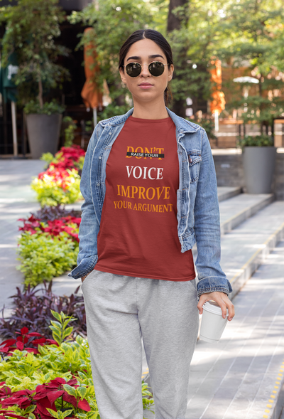 Dont Raise Your Voice Improve Your Argument Lawyer Women Half Sleeves T-shirt- FunkyTeesClub