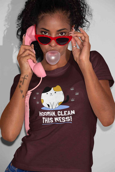 Human Clean This Mess Funny Women Half Sleeves T-shirt- FunkyTeesClub