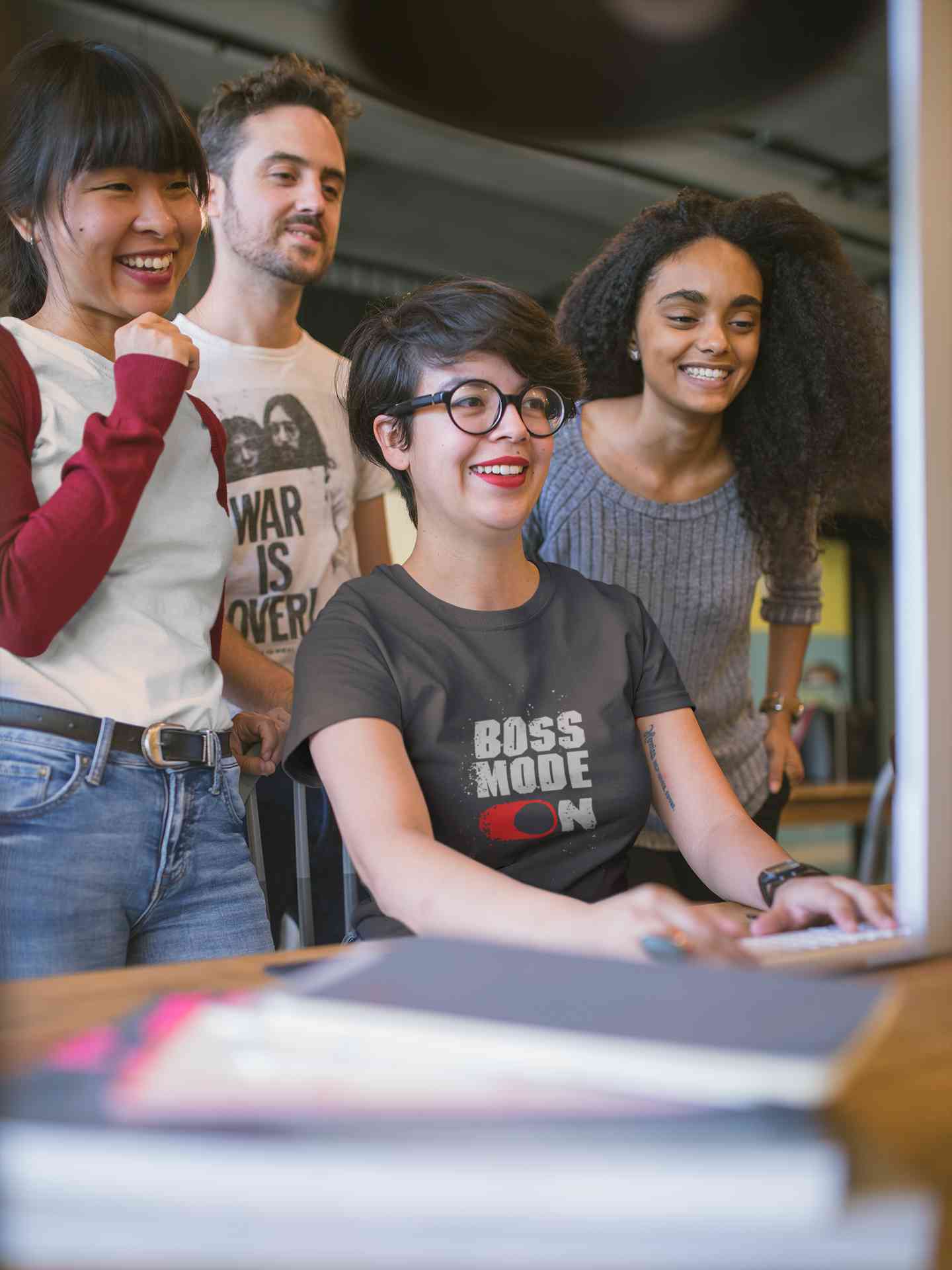 Boss Mode On Typography Women Half Sleeves T-shirt- FunkyTeesClub